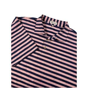 Peter Millar Summer‎ Comfort Navy Pink Striped Golf Polo Athletic Size XXL
